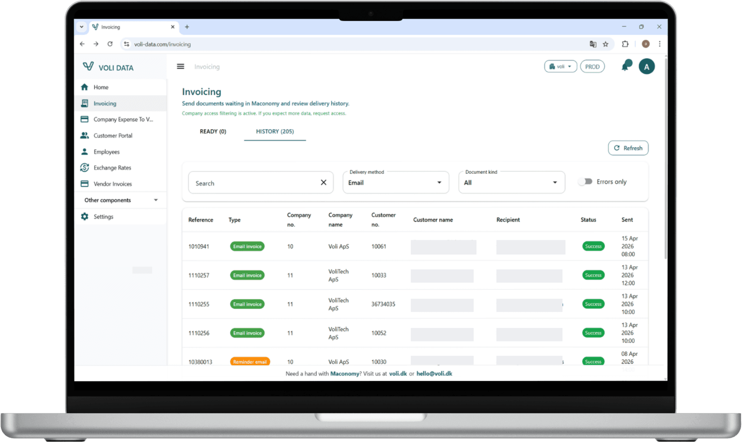 Email invoices