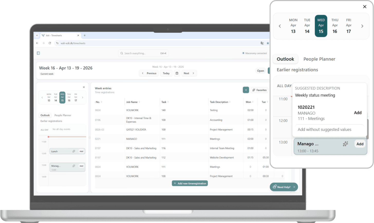 Automatic time sheet suggestions
