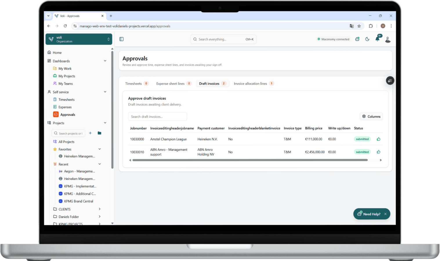Approving customer invoices