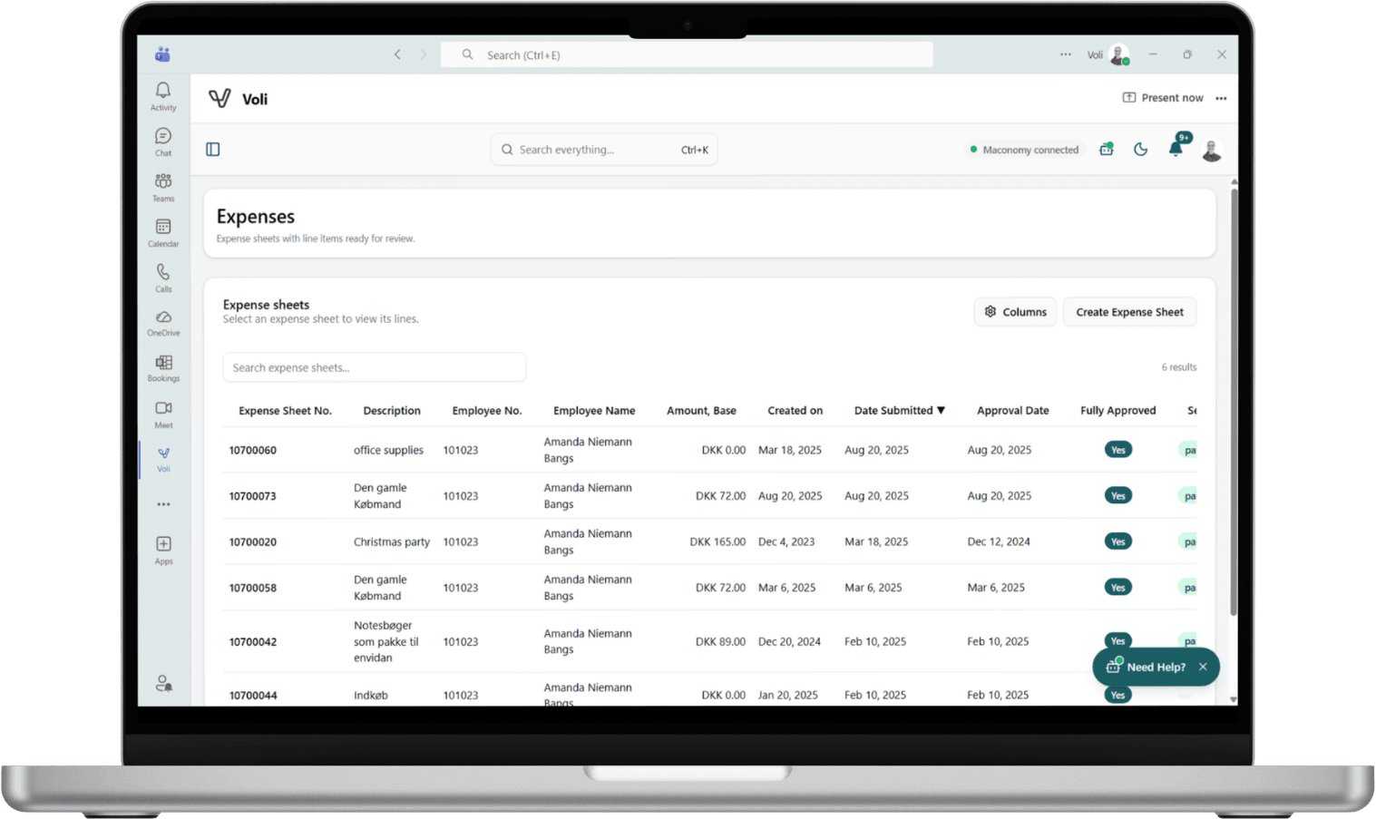 Capture expenses in Teams