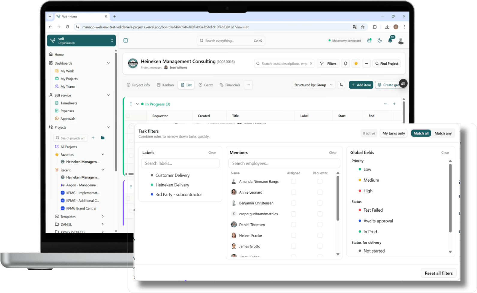 Project delivery progress