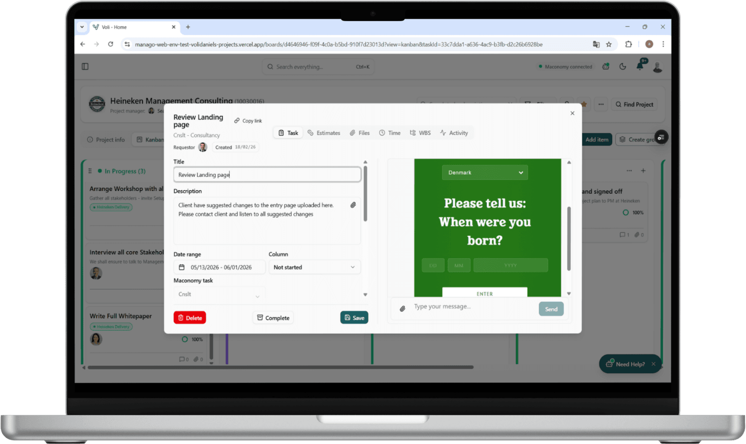 Task delivery collaboration