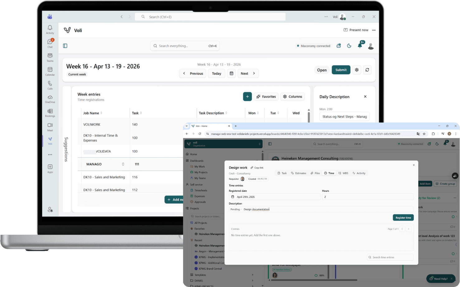 Time capture via Teams