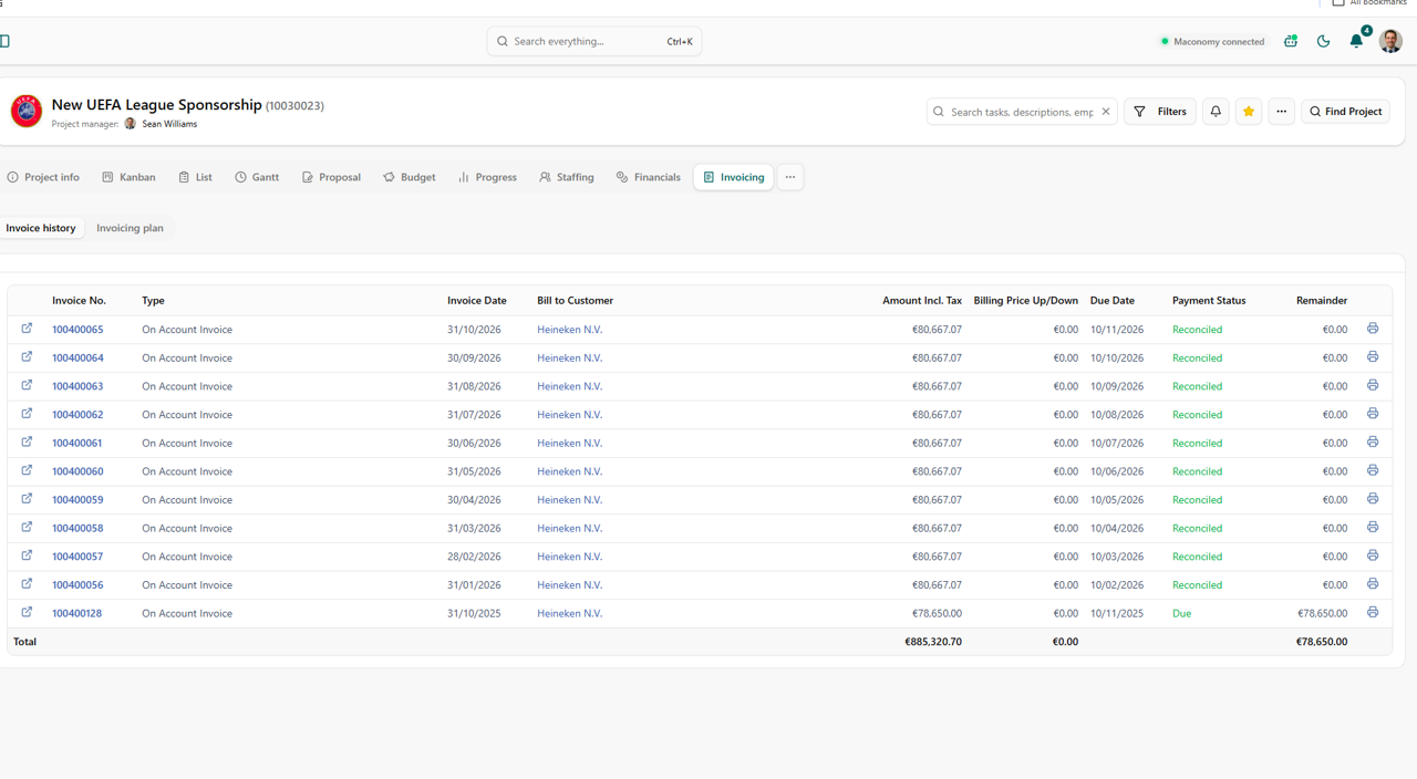 Histroical invoice insights